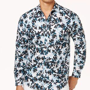 INC International Concepts Men’s Abstract Floral Button-Down Shirt | Size L
